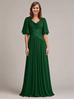 Cowl Neck Mother of the Bride Dress with Applique 