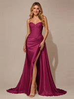 Silk-like Prom Dress with Appliques
