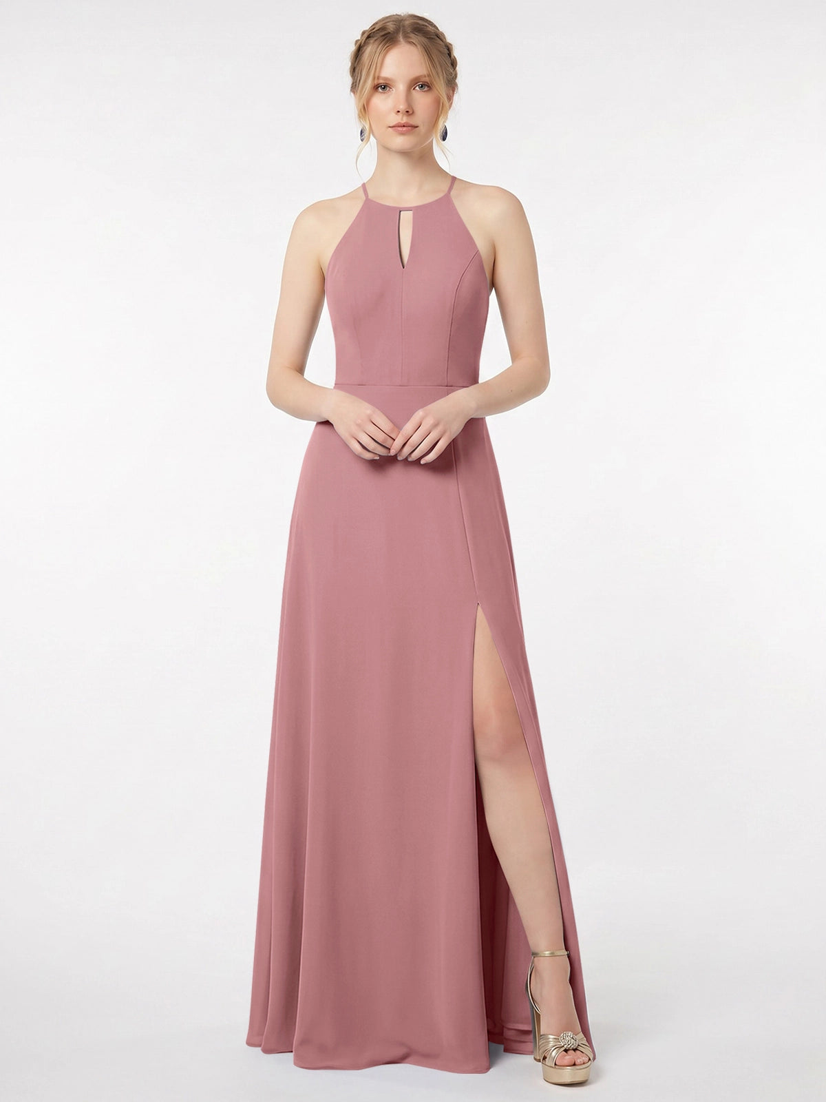 Chiffon Bridesmaid Dress with Halter 