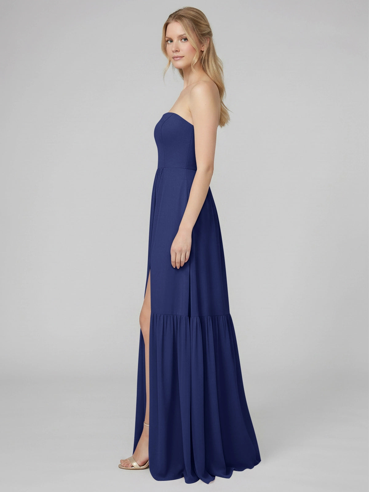 Strapless Bridesmaid Dress with Slit 