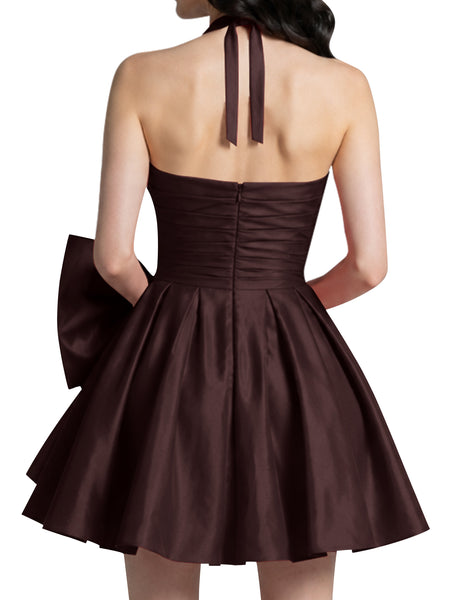 Halter Oversized Bow Mini Dress 