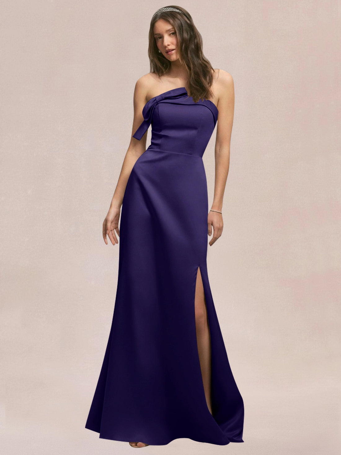 Satin Bow Accent Bridesmaid Dress 