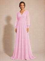 Chiffon Mother of the Bride Dress with Long Sleeves 