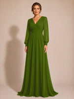 Chiffon Mother of the Bride Dress with Long Sleeves 