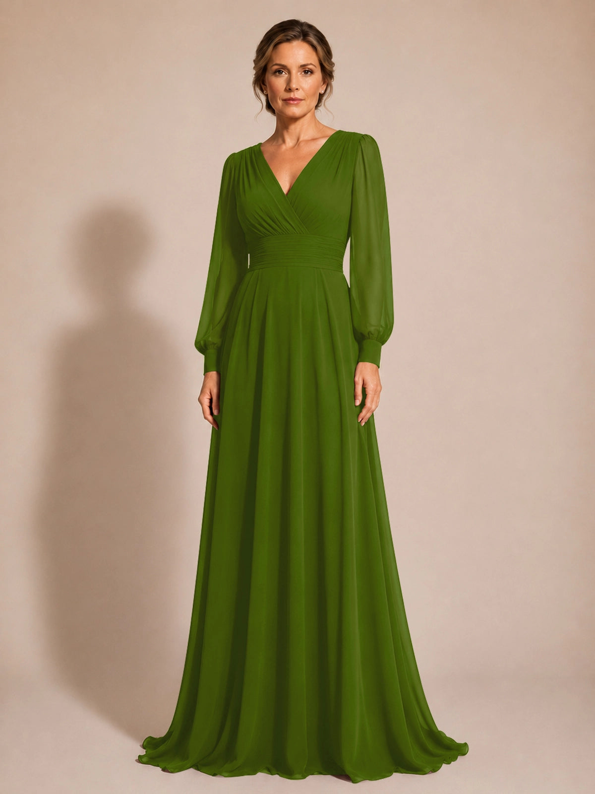 Chiffon Mother of the Bride Dress with Long Sleeves 