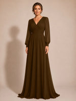 Chiffon Mother of the Bride Dress with Long Sleeves 