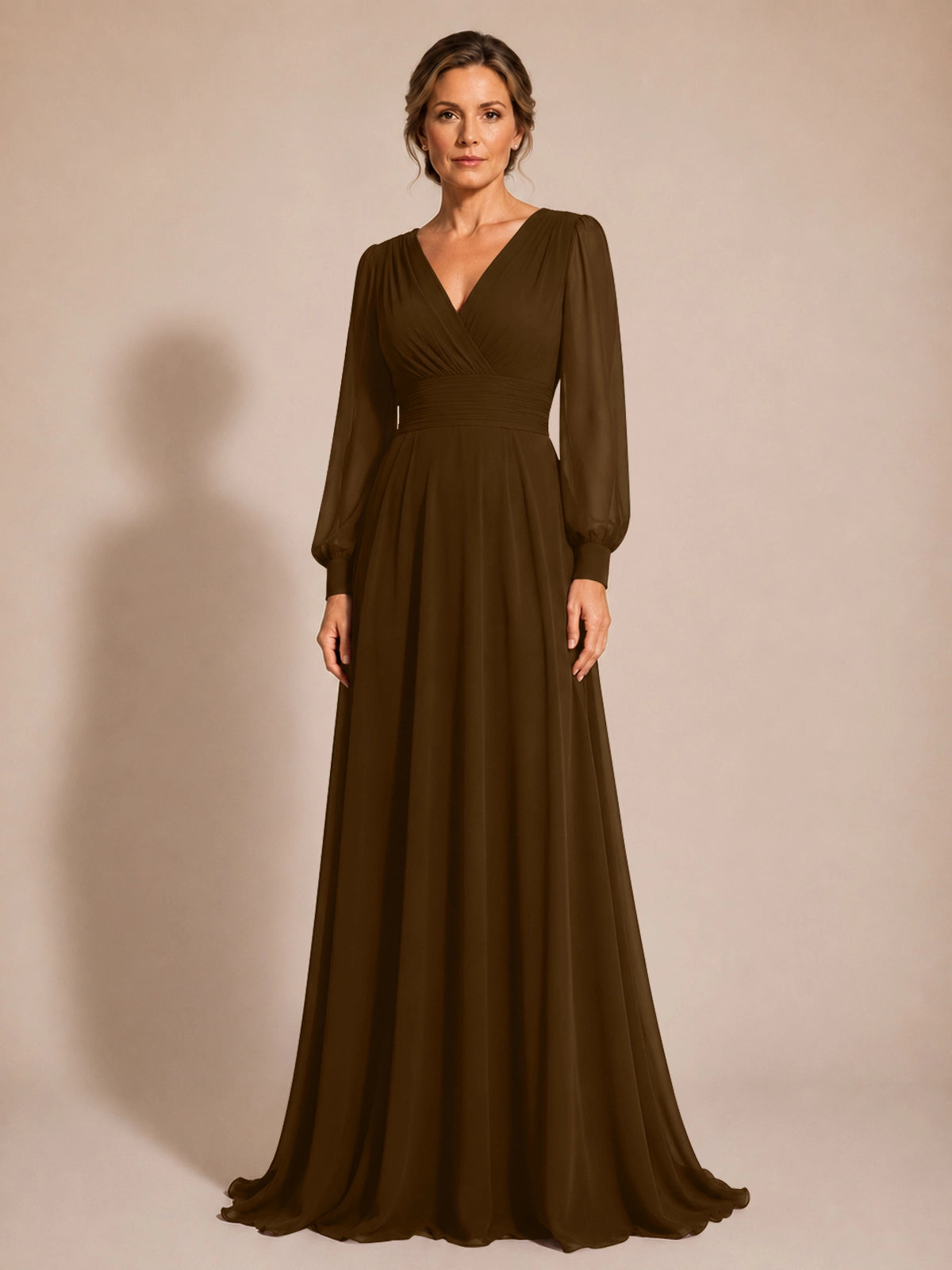 Chiffon Mother of the Bride Dress with Long Sleeves 