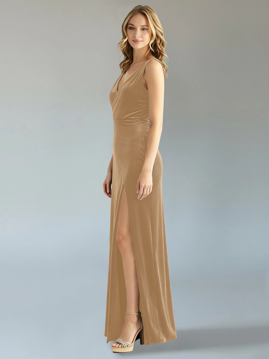 Velvet Bridesmaid Dress with Slit 