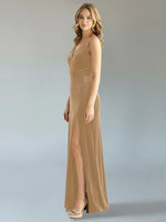 Velvet Bridesmaid Dress with Slit 