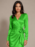 Silk-like Mother of the Bride Dress with Self-Tie Sash 