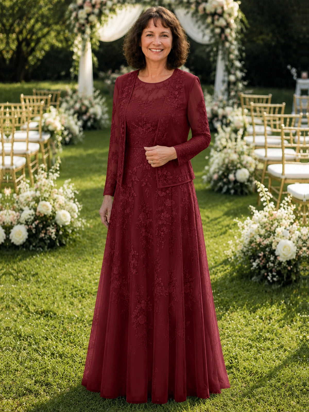 A-line Mother of the Bride Dress with Lace 