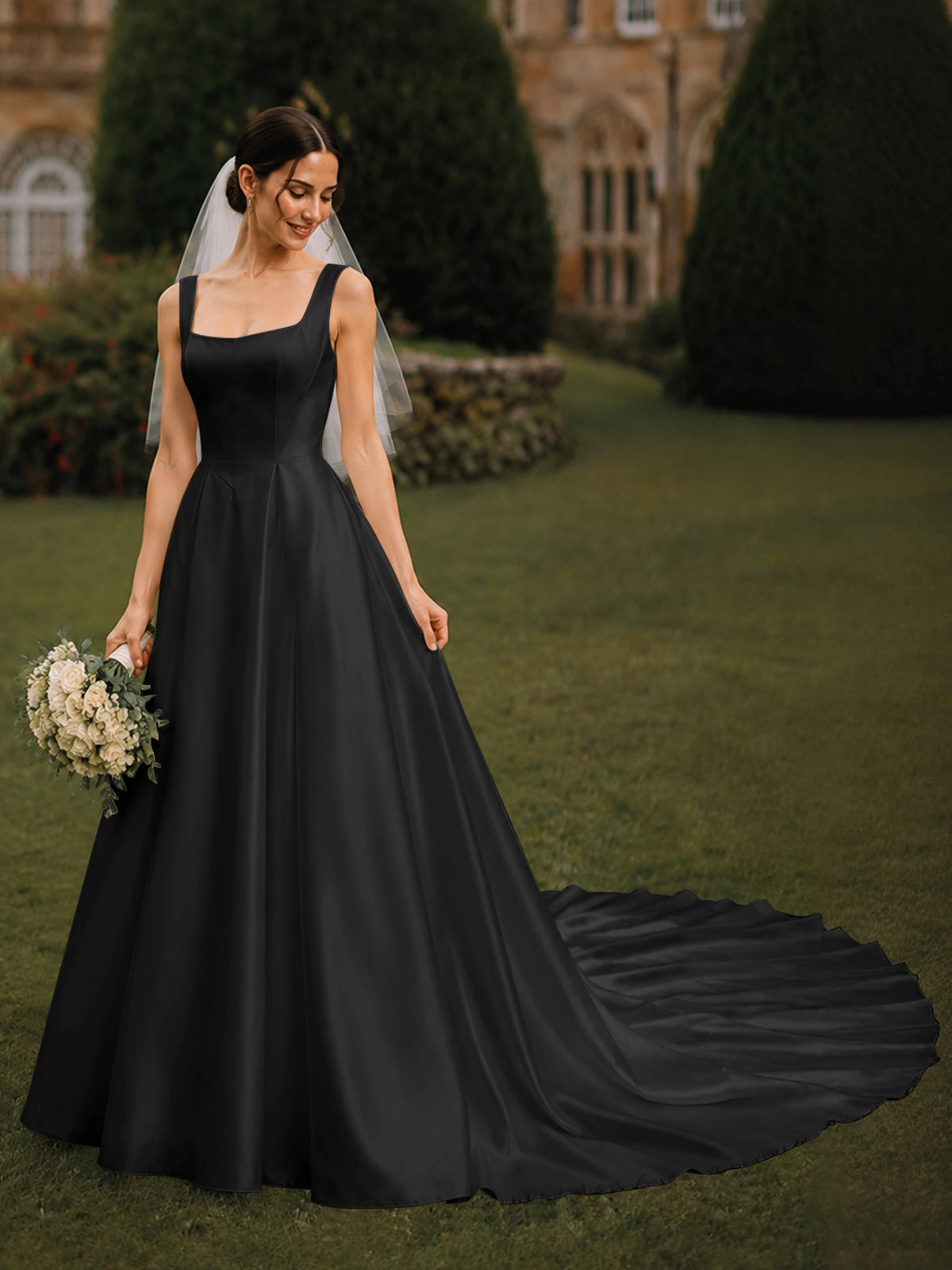 A-line Wedding Dress with Square Neck 