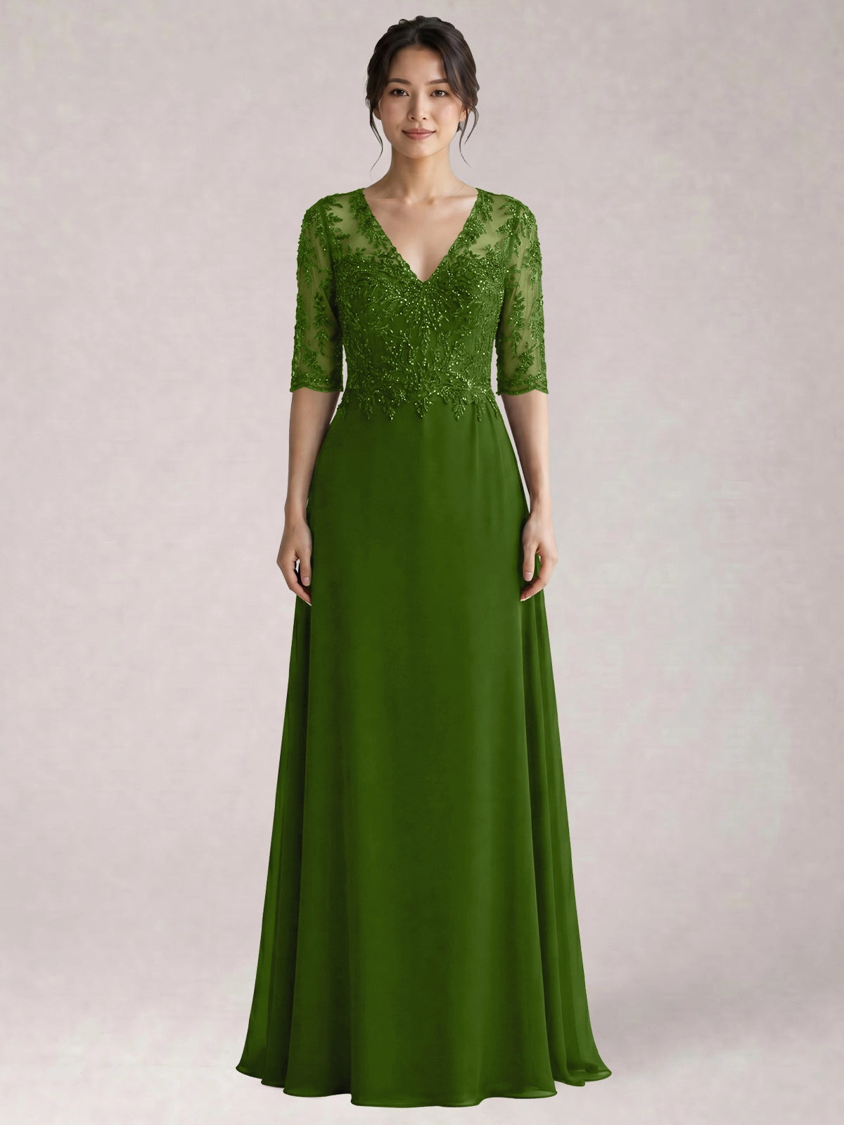 Lace Mother of the Bride Dress with Half Sleeves