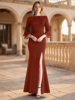 Chiffon Mother of the Bride Dress with 3/4 Sleeves
