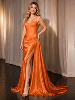 Silk-like Prom Dress with Appliques
