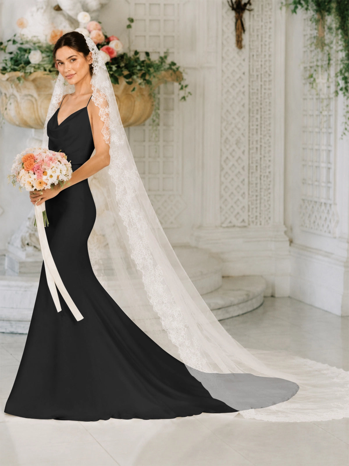 Mermaid Wedding Dress with Cowl Neck 