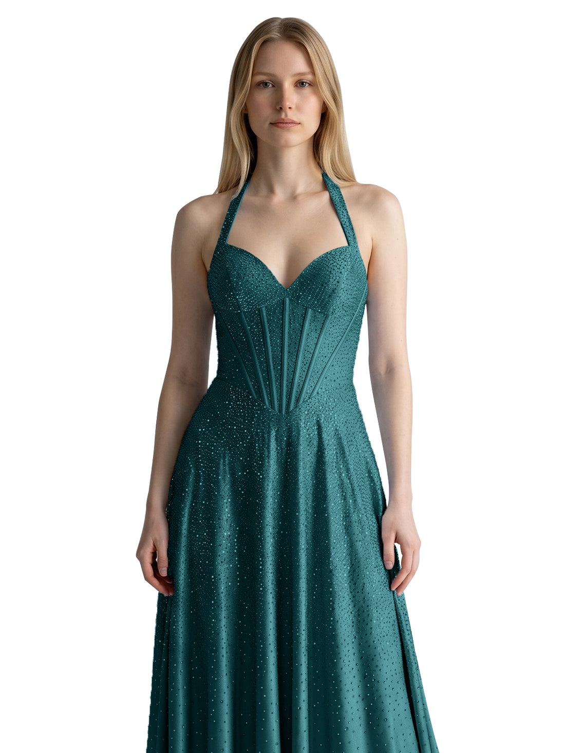 Halter Beaded Prom Dress 