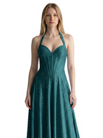 Halter Beaded Prom Dress 