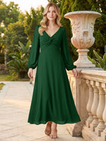 A-line Bridesmaid Dress with Long Sleeves 