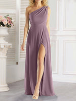 One-Shoulder Bridesmaid Dress with Slit