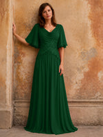 Cowl Neck Mother of the Bride Dress with Applique 