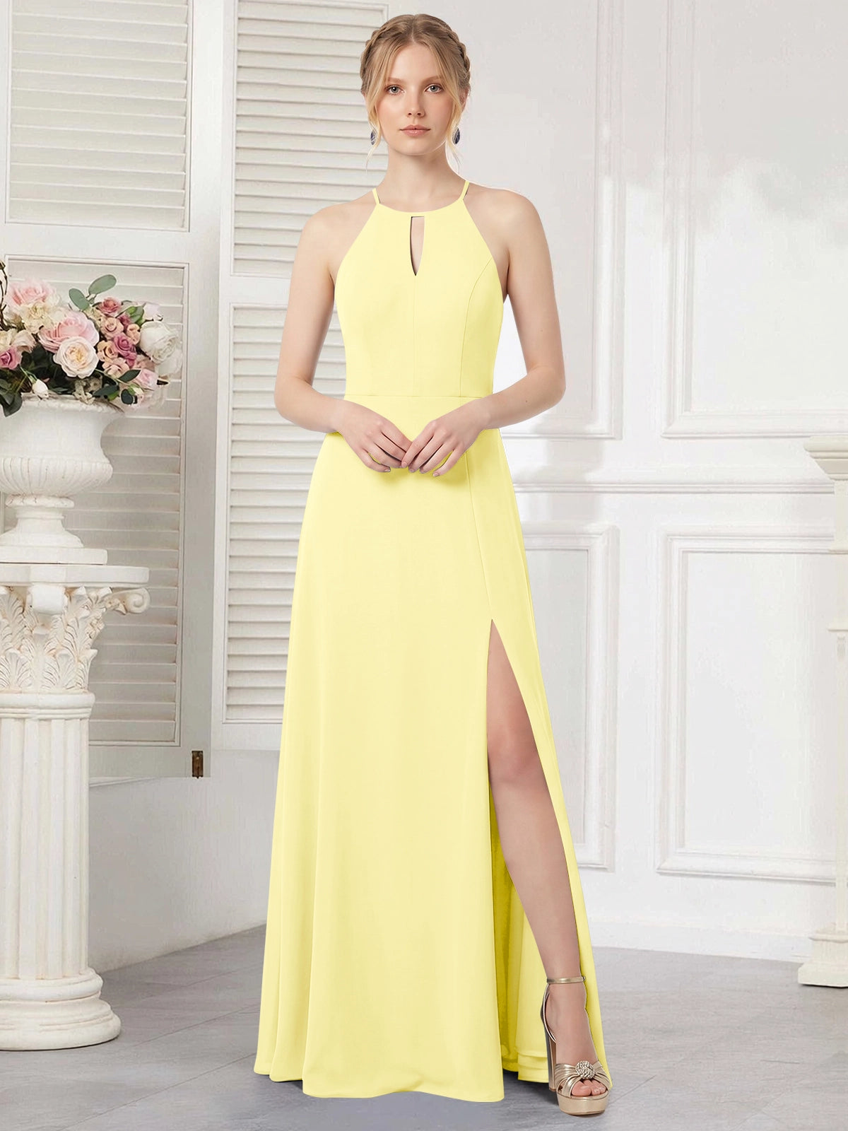Chiffon Bridesmaid Dress with Halter 
