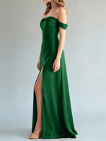 Off-the-Shoulder Slit Bridesmaid Dress 