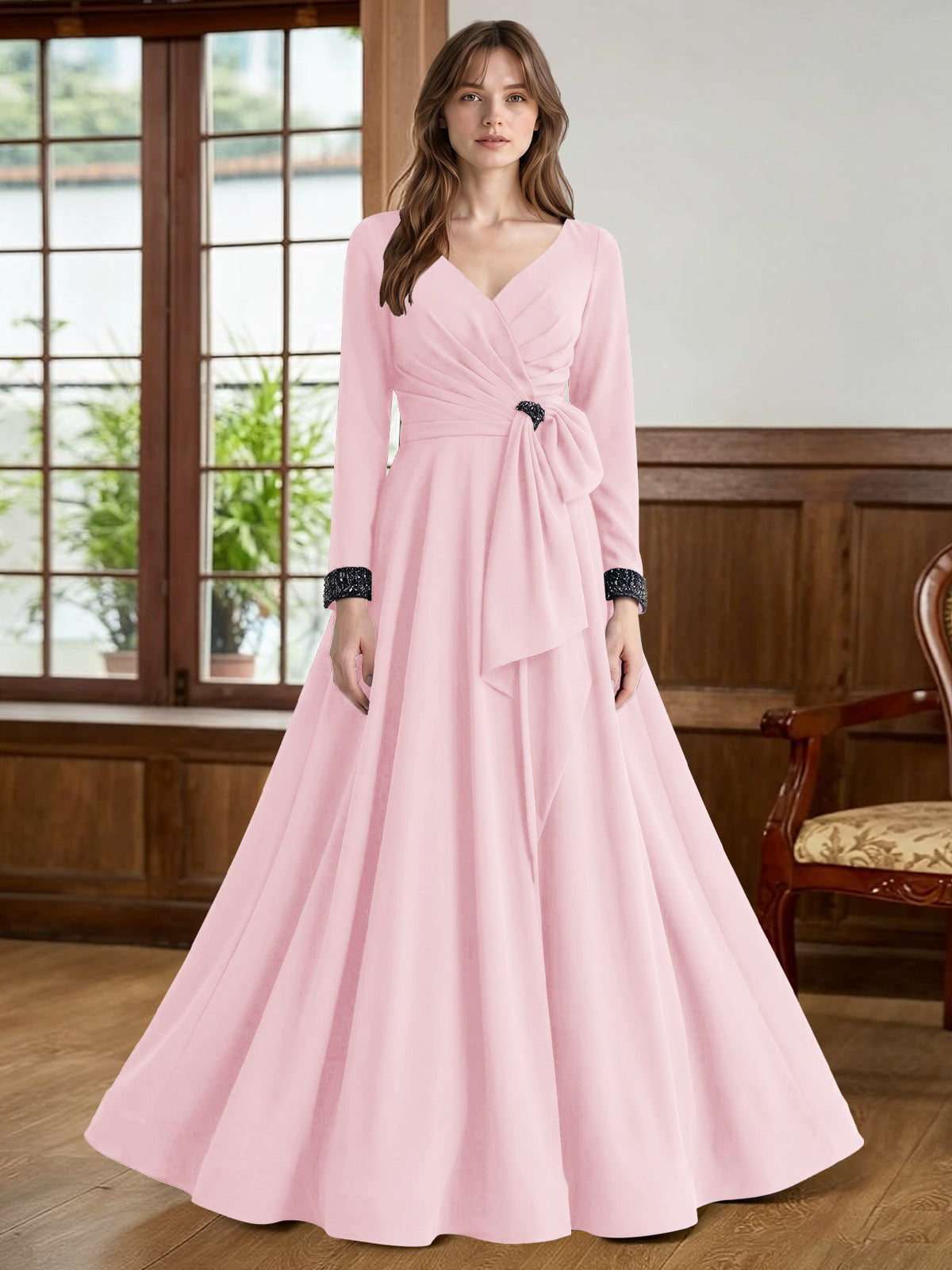 Stretch Satin Mother of the Bride Dress with Crystal