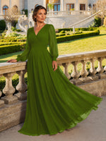 Chiffon Mother of the Bride Dress with Long Sleeves 