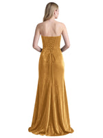 Velvet Prom Dress with Beaded Applique 