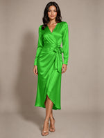Silk-like Mother of the Bride Dress with Self-Tie Sash 