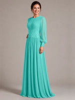 Chiffon Mother of the Bride Dress with Jewel Neckline 