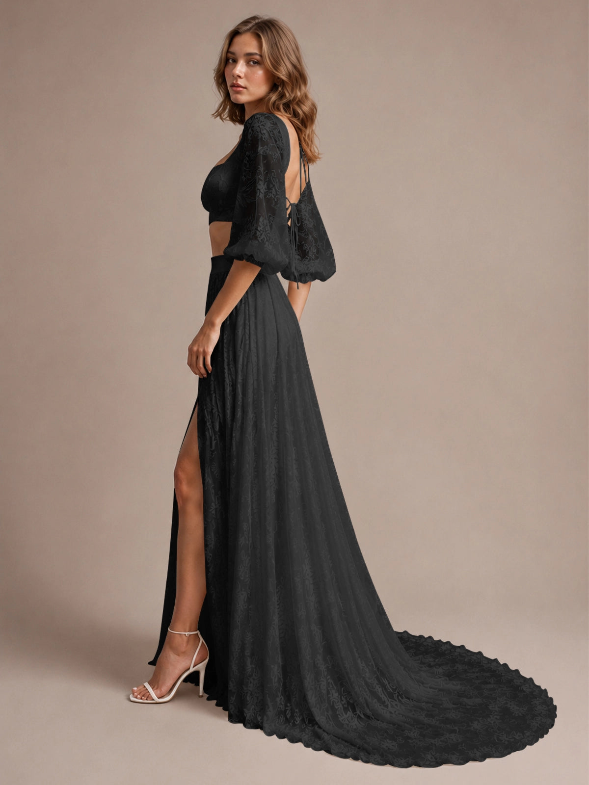 Lace Wedding Dress with Slit 