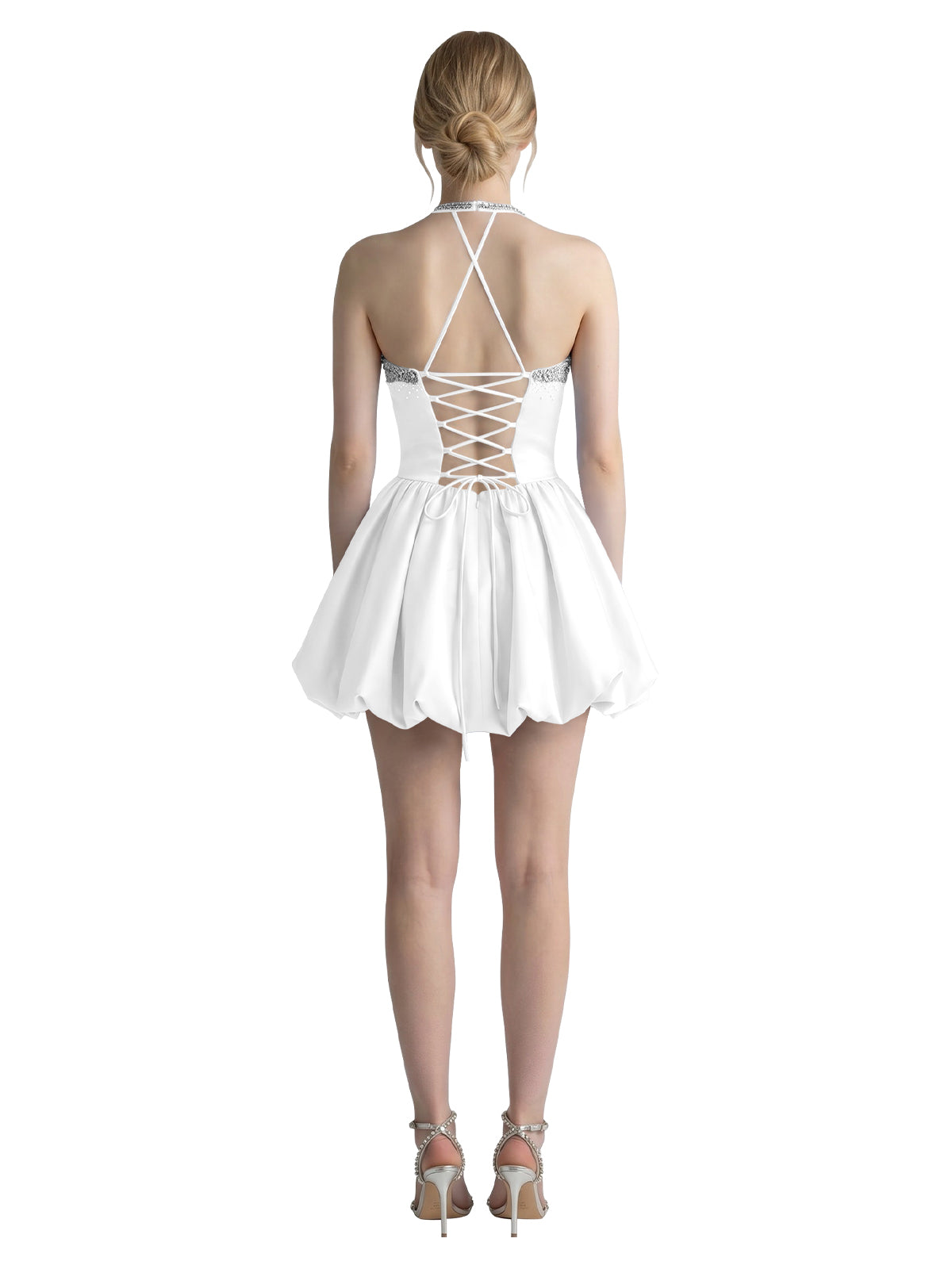 Beading Bubble Hem Mini Dress 