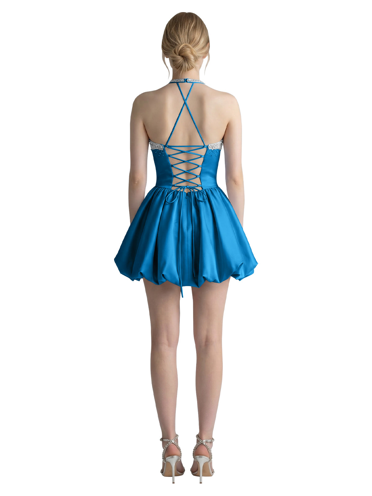 Beading Bubble Hem Mini Dress 