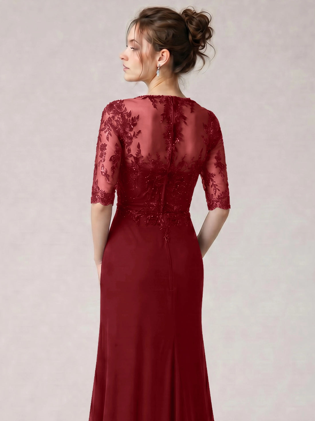 Lace Mother of the Bride Dress with Half Sleeves