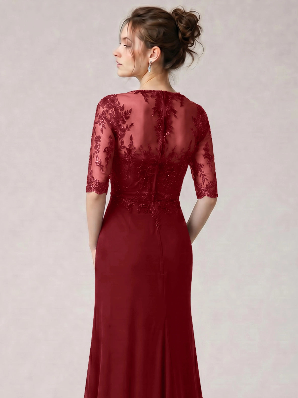 Lace Mother of the Bride Dress with Half Sleeves