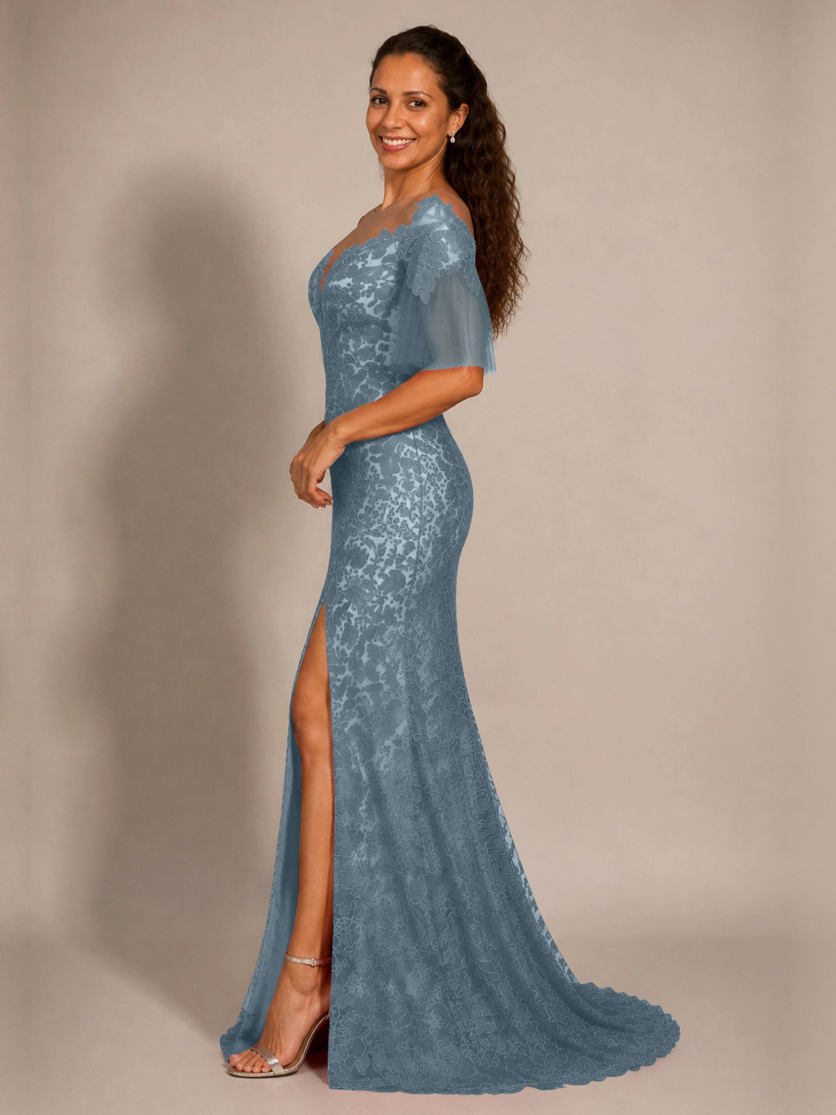 Mermaid Mother of the Bride Dress with V-neck 