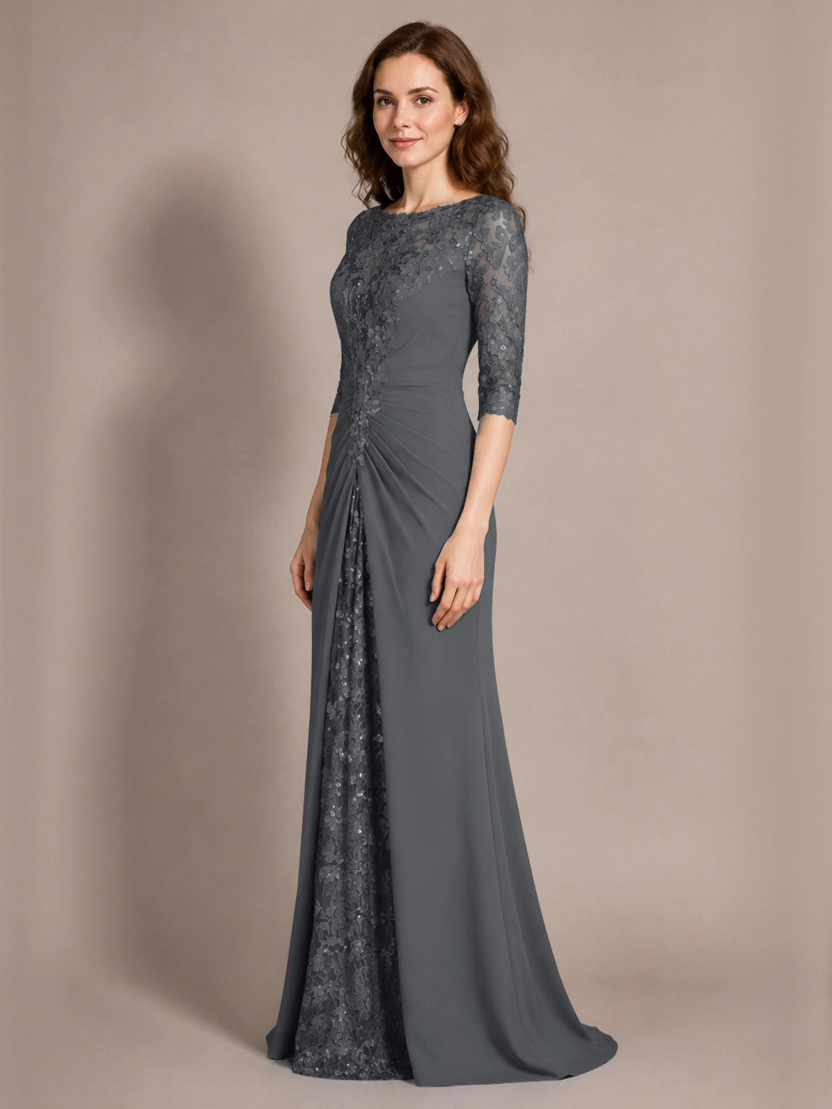 Lace Mother of the Bride Dress with Applique 