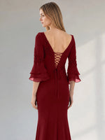 Chiffon Mother of the Bride Dress with 3/4 Sleeves