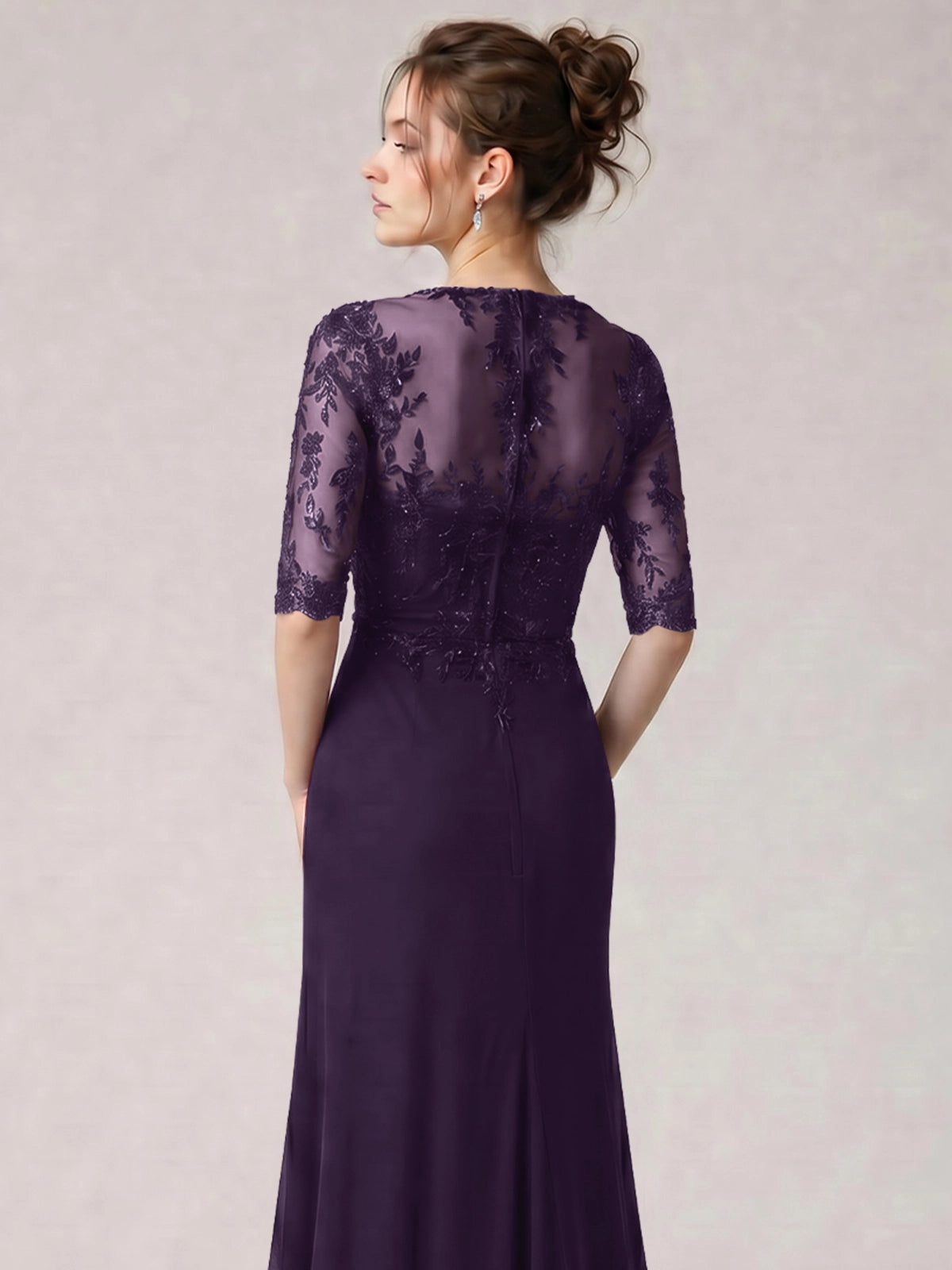 Lace Mother of the Bride Dress with Half Sleeves