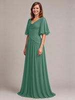 Cowl Neck Mother of the Bride Dress with Applique 