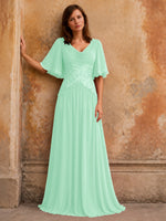 Cowl Neck Mother of the Bride Dress with Applique 