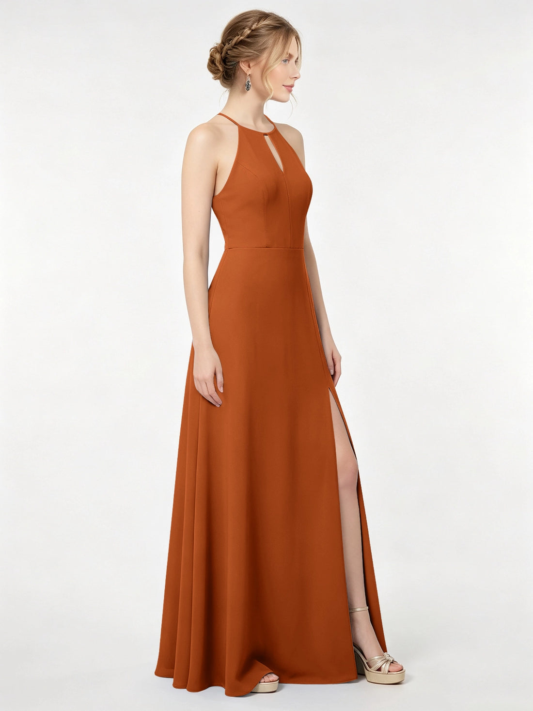 Chiffon Bridesmaid Dress with Halter 