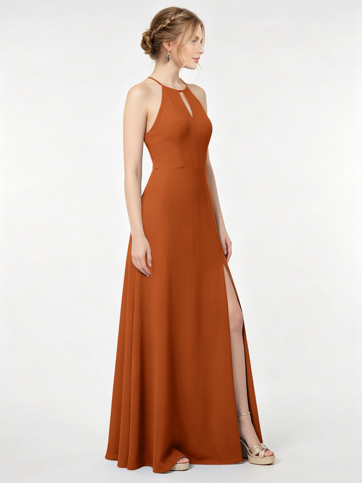 Chiffon Bridesmaid Dress with Halter 