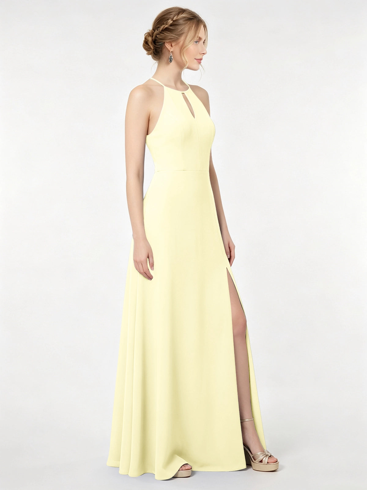 Chiffon Bridesmaid Dress with Halter 
