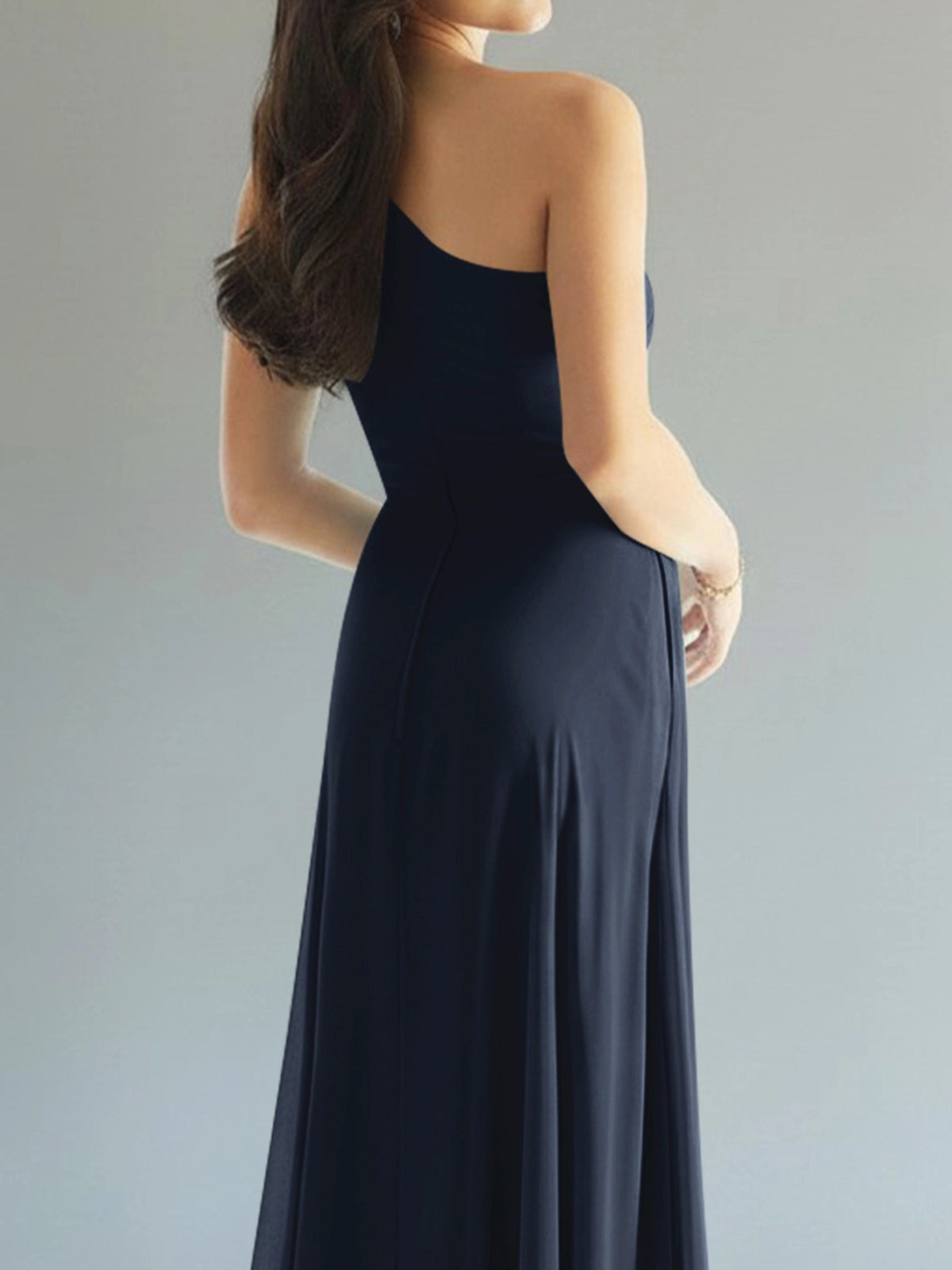 One-Shoulder Bridesmaid Dress with Slit