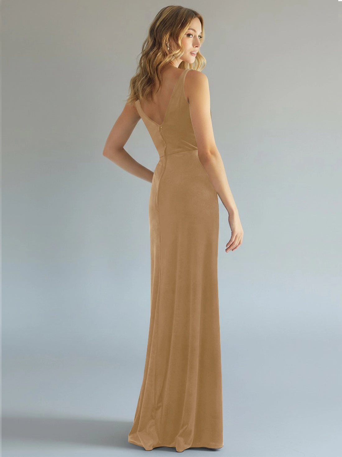 Velvet Bridesmaid Dress with Slit 