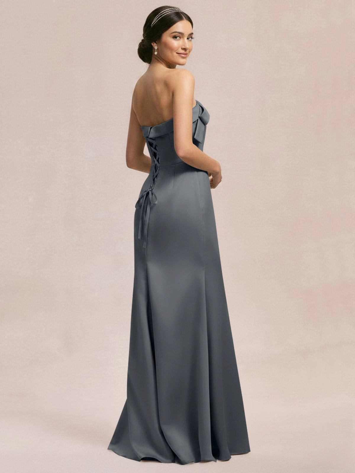 Satin Bow Accent Bridesmaid Dress 