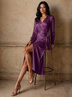Silk-like Mother of the Bride Dress with Self-Tie Sash 